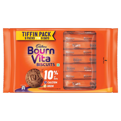 Cadbury Bournvita Biscuits New and Improved Chocolatey Cookies, Tiffin Pack, 250 g