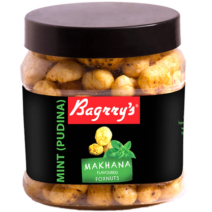 Bagrry's Makhana, Foxnut 100gm Jar | Mint & Pudhina Flavour | Gluten Free | Non-Fried | Air Popped | Healthy Super Food | Calcium Rich