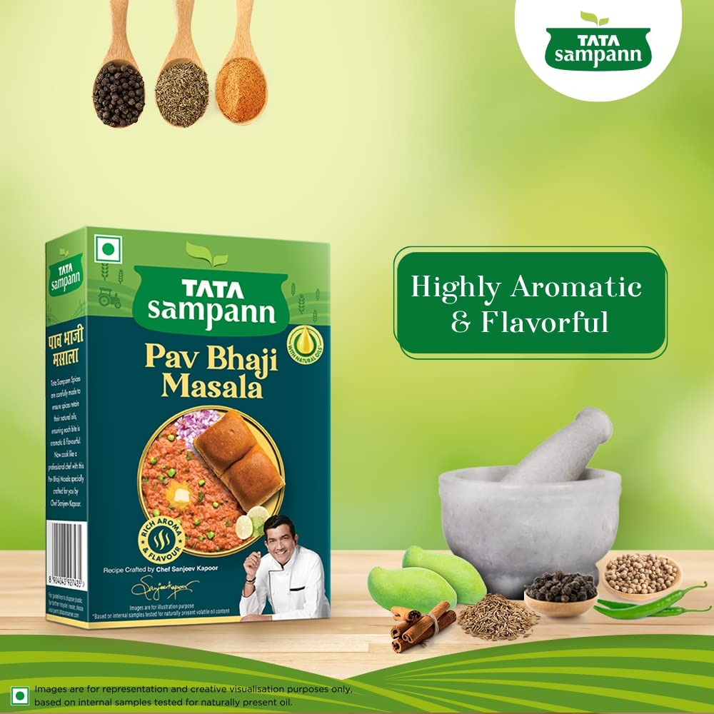 Tata Sampann Pav Bhaji Masala with Natural Oils, Crafted by Chef Sanjeev Kapoor, 100g