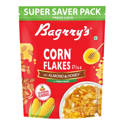 Bagrrys Corn Flakes Plus, Almond & Honey, 750gm Pouch