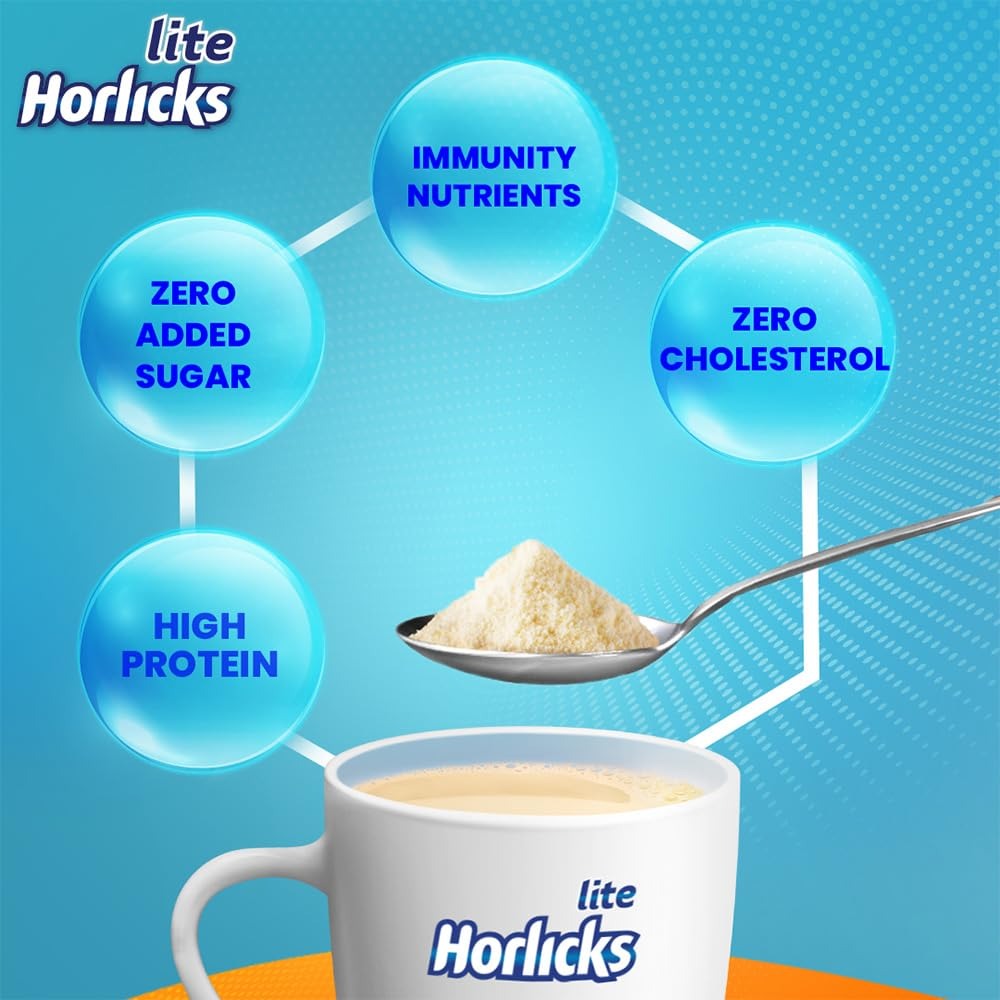 Horlicks Lite Badam Flavour Health & Nutrition Drink for Adults, 450g Powder Refill Pack |