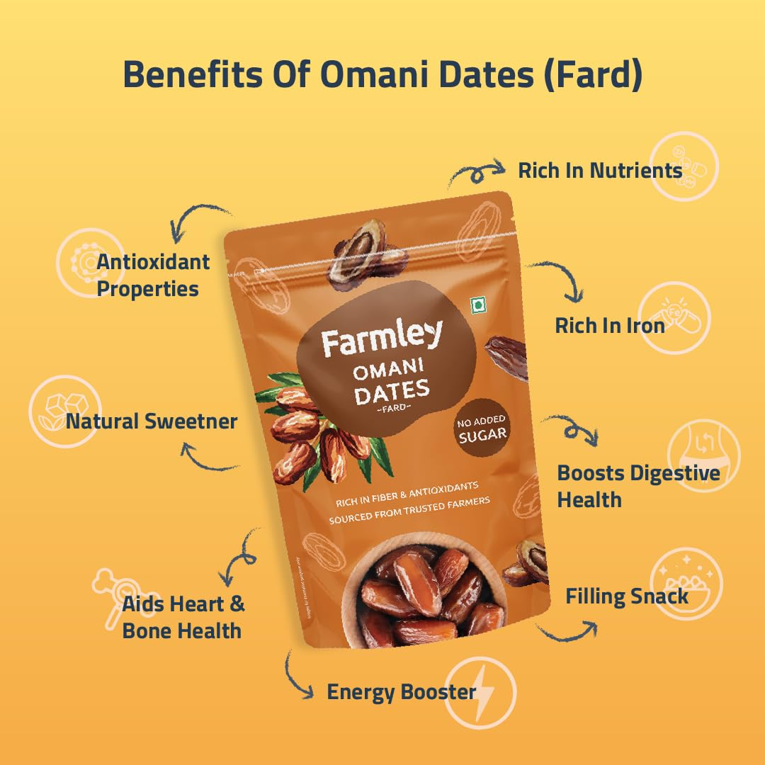 Farmley Omani Fard Dates | 400g Each | Dates, Khajur, Dry Dates, Dry Fruits, Khajoor