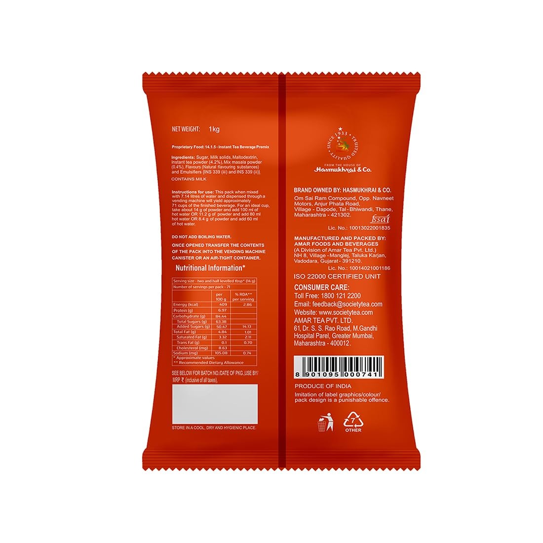 Society Tea Daily Masala Premix Pouch, 1 kg