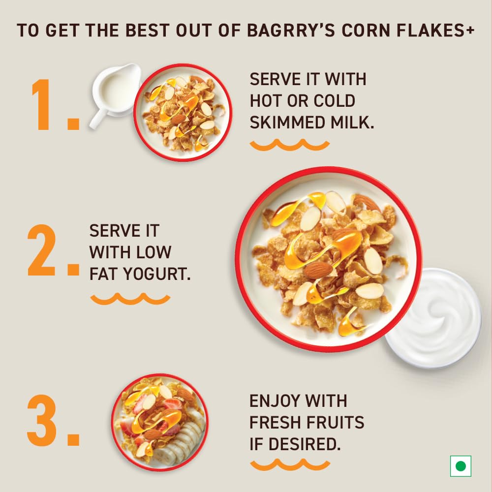 Bagrrys Corn Flakes Plus, Almond & Honey, 750gm Pouch