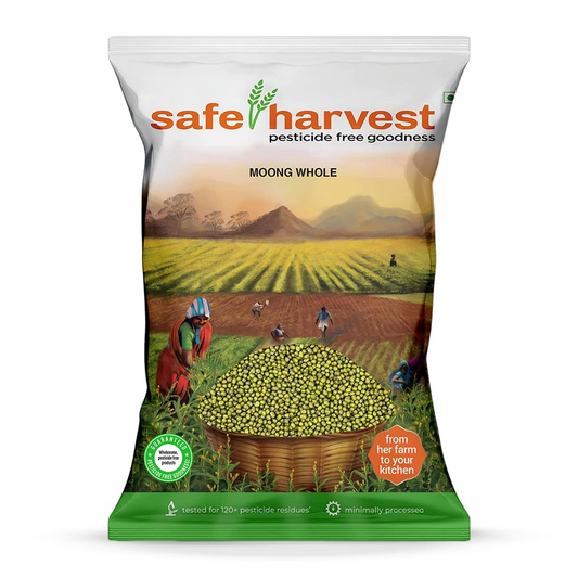 Safe Harvest Pesticide-Free Goodness Mung Green Whole Dal | Vegan | Gluten Free - 1kg