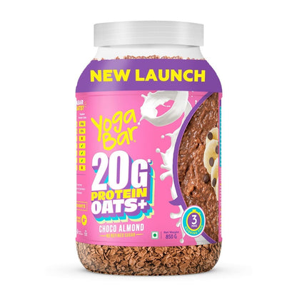 Yogabar Super High Protein Oats 850g | 22g Protein | Choco Almond Oatmeal | Dark Chocolate Oats Breakfast Cereal