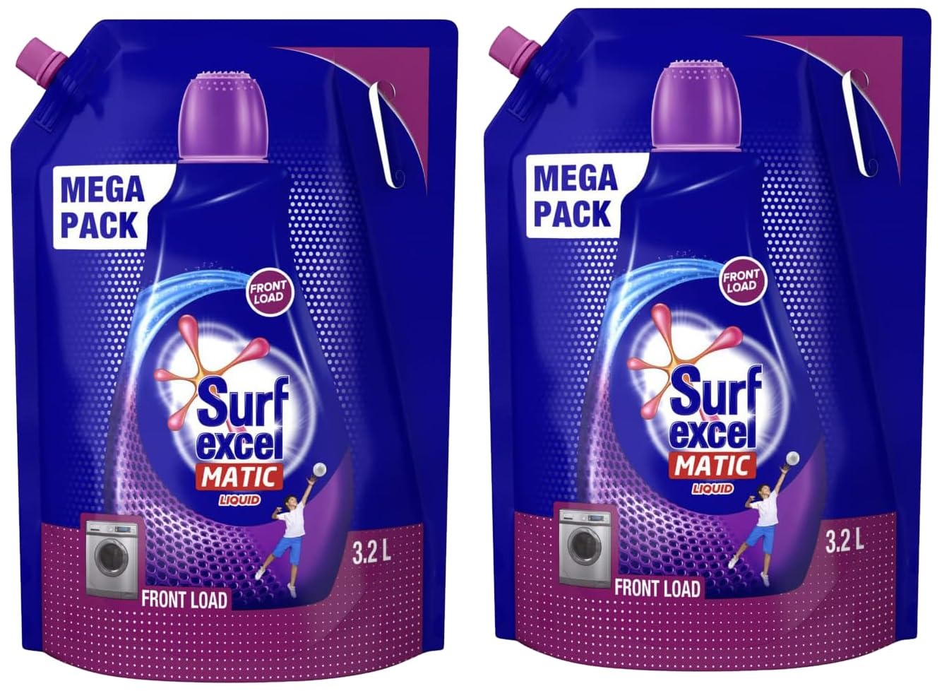 Surf Excel Matic Front Load Liquid Detergent 3.2 L Refill, Designed for Tough Stain Removal on Laundry in Washing Machines - Mega Pack