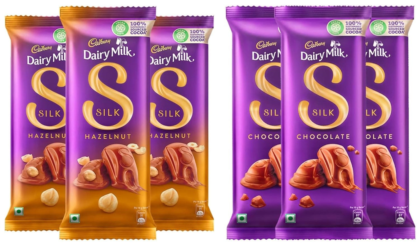 Cadbury Dairy Milk Silk Chocolate Bar| Cadbury Dairy Milk Silk Hazelnut Chocolate Bar, 143 g (Pack of 3)