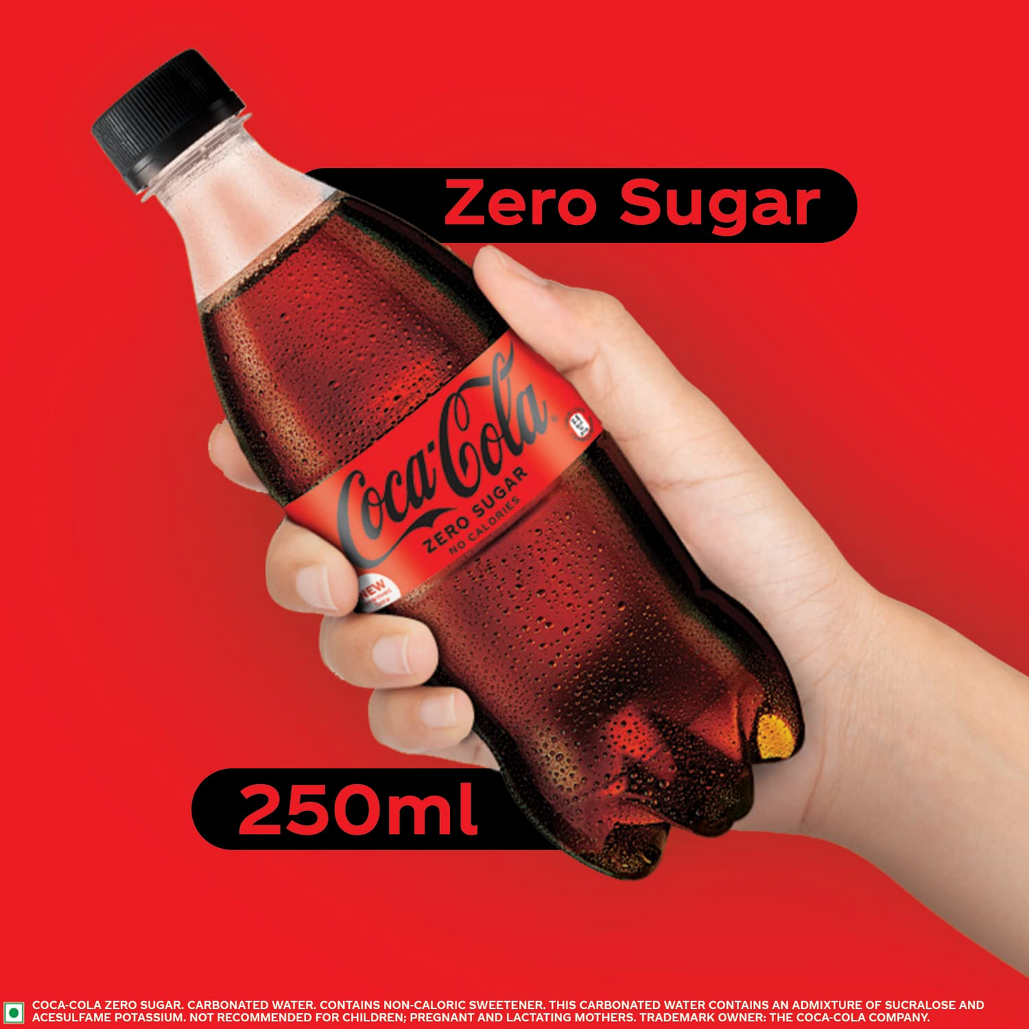 Coke Zero Coca-Cola Zero Sugar, No Calories Soft Drink PET Bottle, 250 ml (Pack of 8)