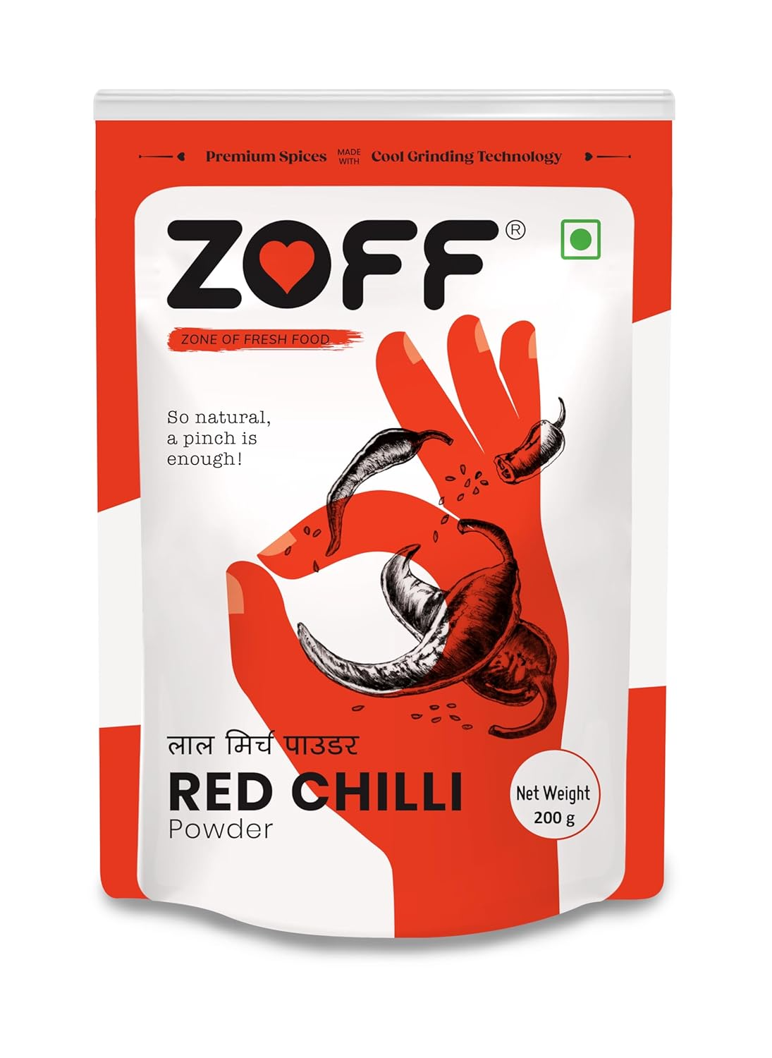 Zoff Red Chilli Powder, Turmeric Powder | Coriander Powder | Pack of 3  | Each 200g | Premium Zip Lock Pouch | 600g