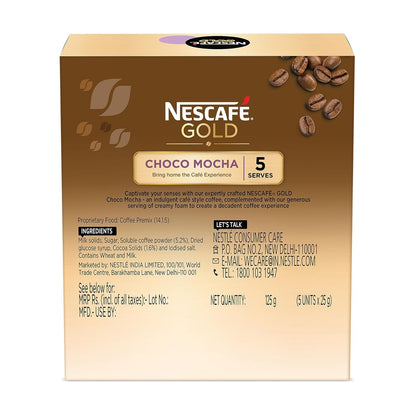 NESCAFE Gold Choco Mocha Instant Coffee Premix, 125g (5 Sachets, 25g each)