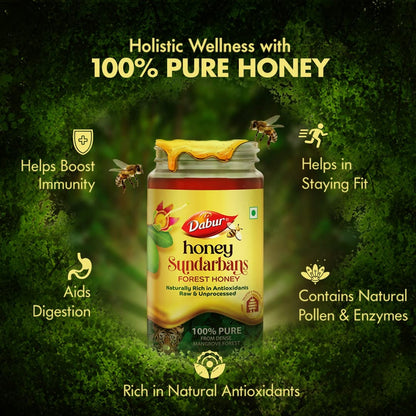 Dabur Honey Sundarbans - 500g | 100% Pure Wild Forest Honey | Raw, Unprocessed Honey | Naturally Rich in Antioxidants