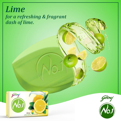 Godrej No.1 Lime & Aloe Vera Soap - Pack of 4 (150g each) - High TFM (Grade 1 Soap) | Soaps For Bath | Long-Lasting Fragrance