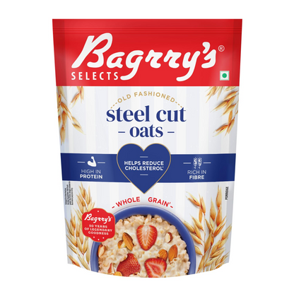 Bagrry's Steel Cut Oats 1.5kg Pouch | High in Dietary Fibre & Protein |Helps in Weight Management & Reducing Cholestrol