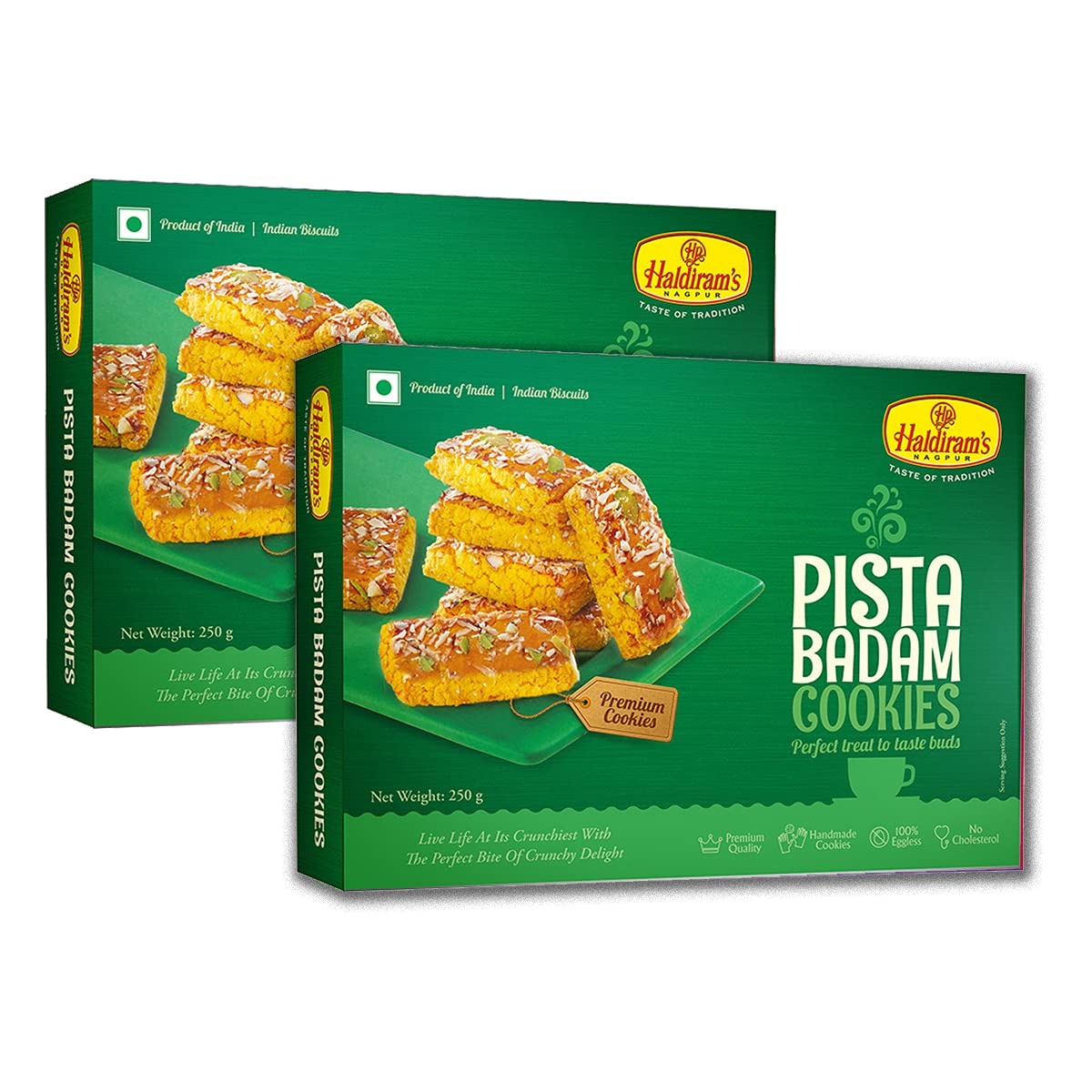 Haldiram's Nagpur Pista Badam Cookies, Pack of 2 (250 g x 2)