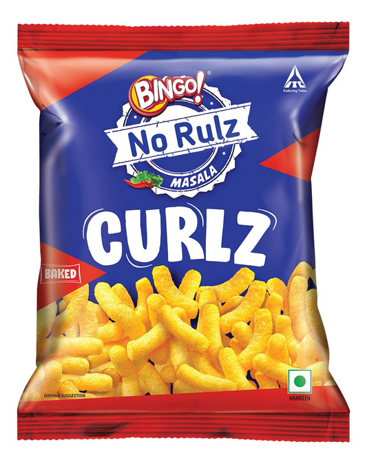 Bingo! No Rulz Masala Curlz, 80g, Masala Flavoured Super Light & Super Tasty Baked Puffs