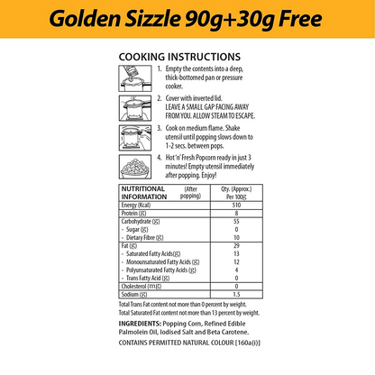 ACT II Instant Golden Sizzle Popcorn, (90 + 30 gm)120g