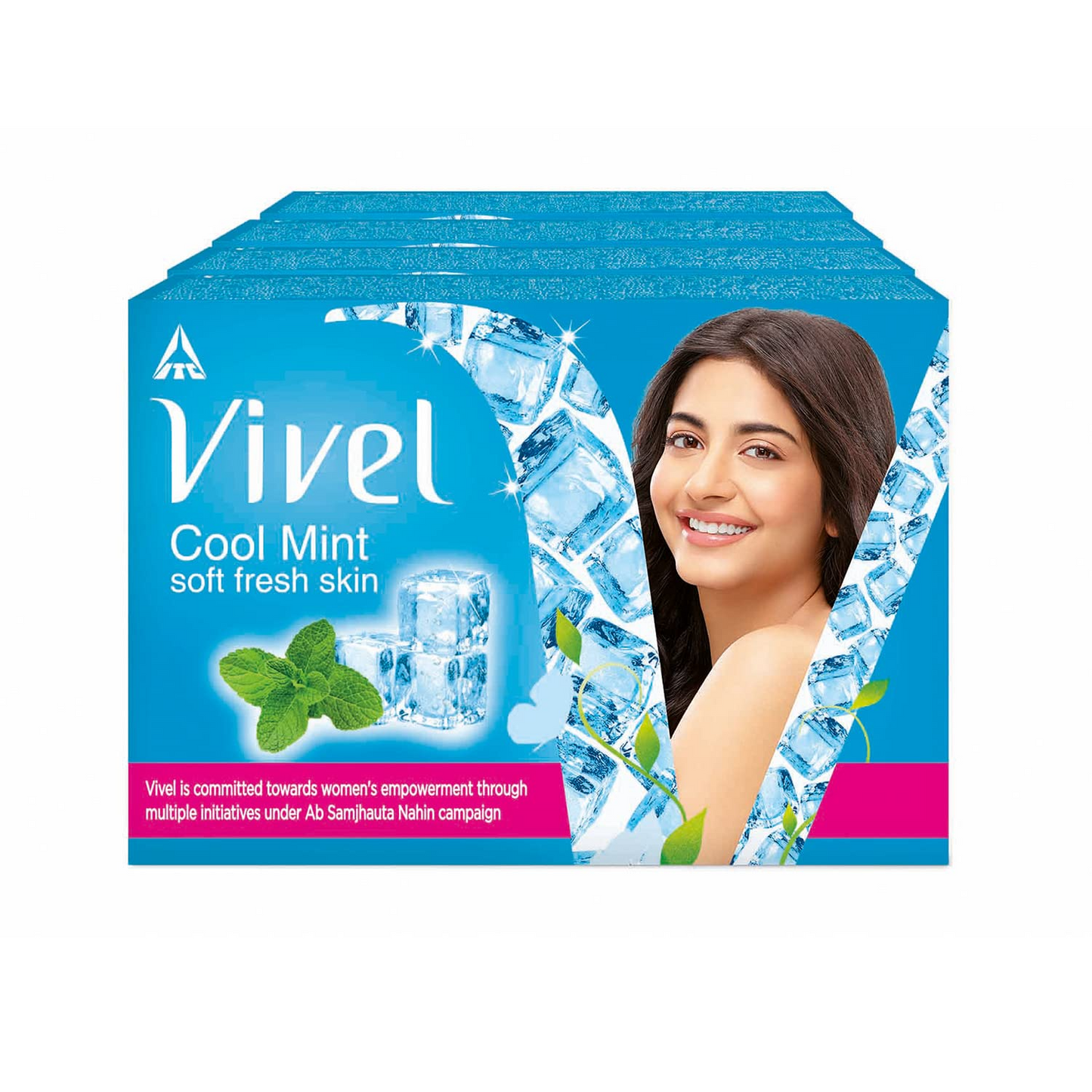 Vivel Cool Mint, Soft Fresh Skin, 600g (150g - Pack of 4), Soap for Women & Men for Soft, Glowing & Moisurised Skin, All Skin Types