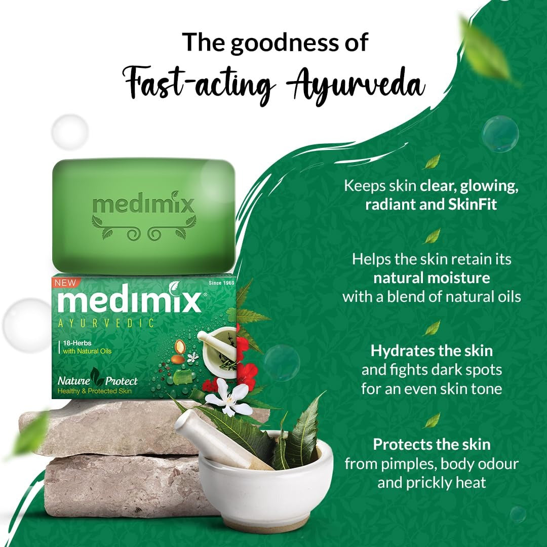 Medimix Ayurvedic Classic 18 Herbs Bathing Soap 125g (Combo Pack of 8)