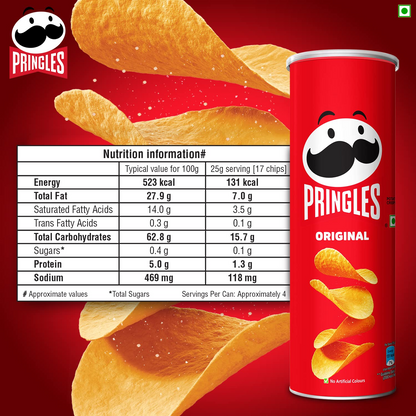 Pringles Original | Potato Chips | Classic Salted Potato Chips | Crispy Snack | Crunchy Snack for Movies, Games & More | On-the-Go Can | 134gram