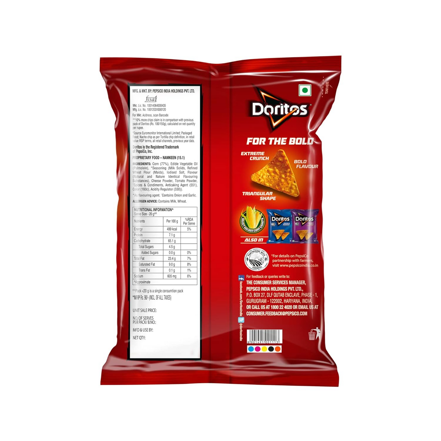 Doritos Nacho Chips 153g/167g, Nacho Cheese Flavour, Crunchy Crispy Chips & Snacks, Party Bag (Weight May Vary)