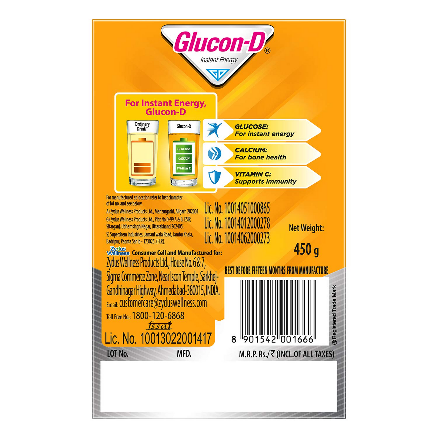 Glucon-D Mango Blast Glucose Powder (450g, Refill)| For Tasty & Healthy Mango Flavoured Glucose Drink| Provides Instant Energy