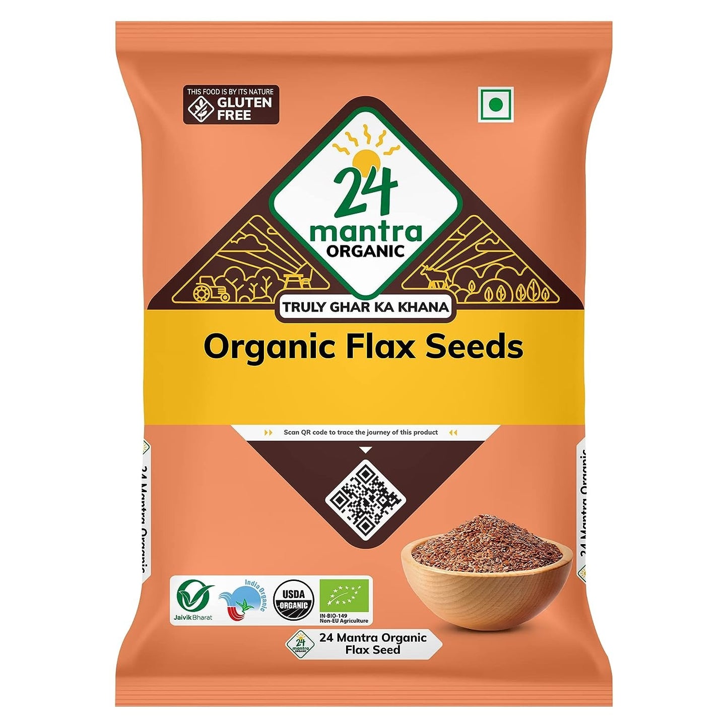 24 Mantra Organic Flax Seeds/Alsi/Avise Ginjalu - 200gms | P