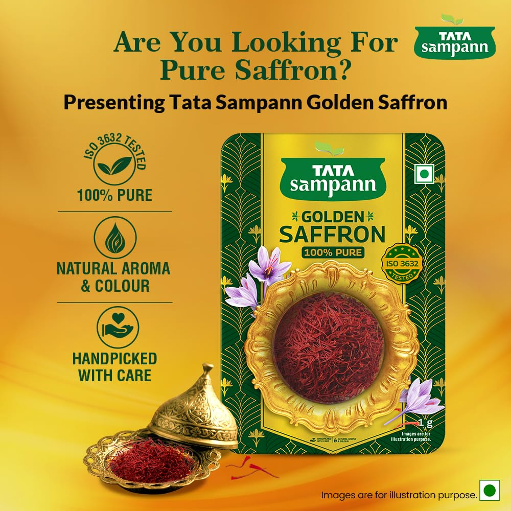 Tata Sampann Golden Saffron, Natural Aroma & Colour, Pure Kesar, 1g