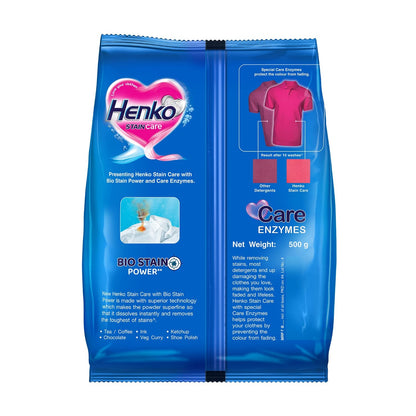 Henko Stain Care Detergent Powder 500G For Hand Wash & Top Load Machine