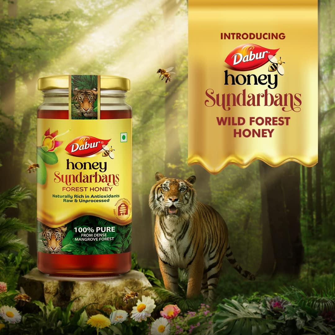 Dabur Honey Sundarbans - 500g | 100% Pure Wild Forest Honey | Raw, Unprocessed Honey | Naturally Rich in Antioxidants