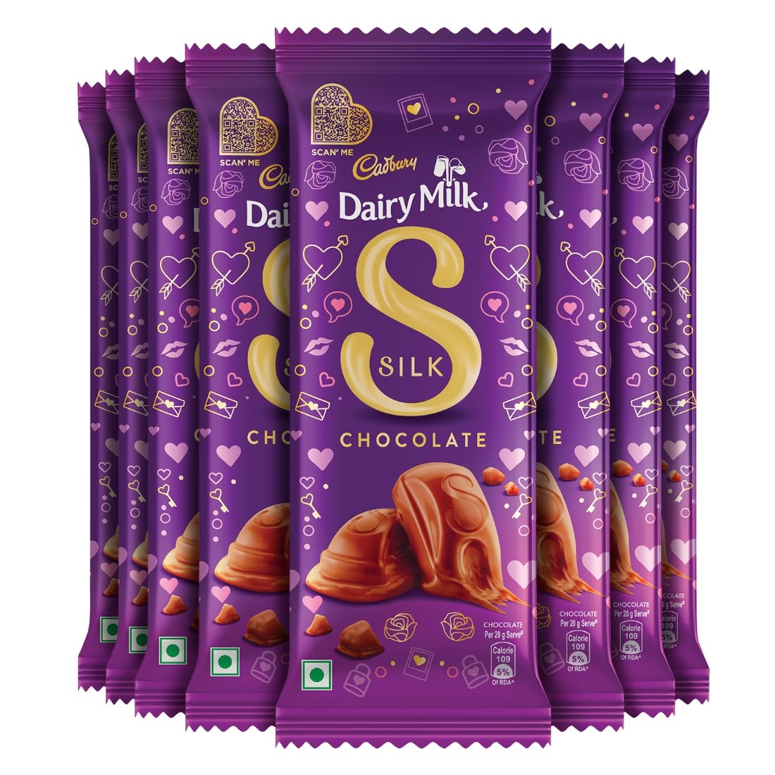 Cadbury Dairy Milk Silk Valentines Chocolate Bar Gift Pack, 60 g (Pack of 8)