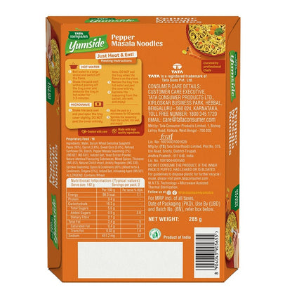 Tata Sampann Yumside Instant Pepper Masala Veg Noodles, 285g, Wheat Atta Noodles, Ready to Eat Food,