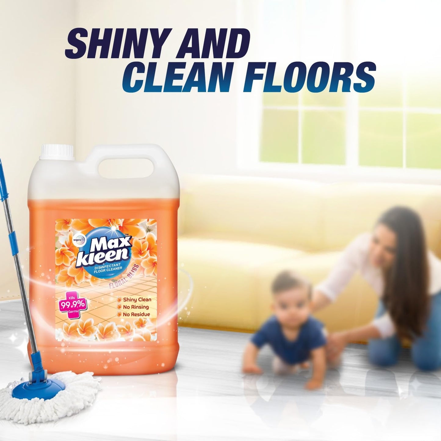 Wipro Maxkleen Floral Bliss Disinfectant Floor Cleaner| 99.9% Germ Protection with Deep Cleaning Technology| Safe for Kids & Pets| 5L