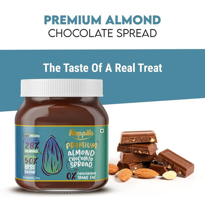 Happilo Premium Chocolate Almond Spread 350g, Low Carb Chocolate Dessert Spread, Smooth & Delicious