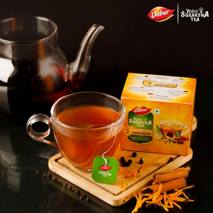 Dabur Vedic Suraksha Black Tea - 25 tea bags | Immunity Booster| with the Goodness of 5 Ayurvedic Herbs