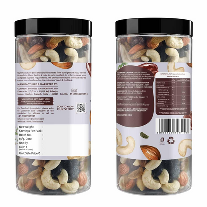 Farmley Panchmeva Mixed Dry Fruits I 405 Gram I Mixed Nuts Healthy Snacks I Reusable Jar