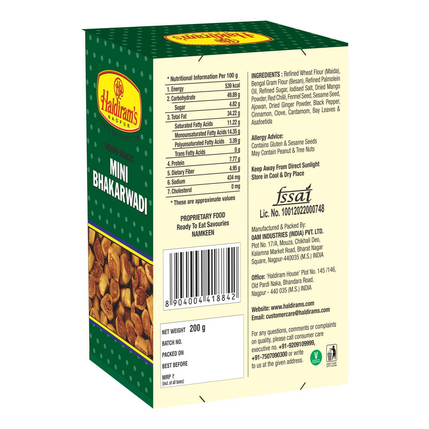 Haldiram's Nagpur Mini Bhakarwadi (Pack of 6-200 gm Each)