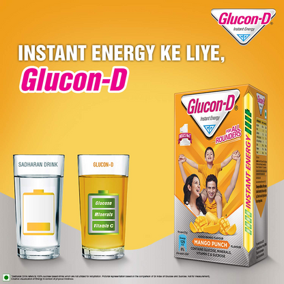 Glucon-D Mango Blast Glucose Powder (450g, Refill)| For Tasty & Healthy Mango Flavoured Glucose Drink| Provides Instant Energy