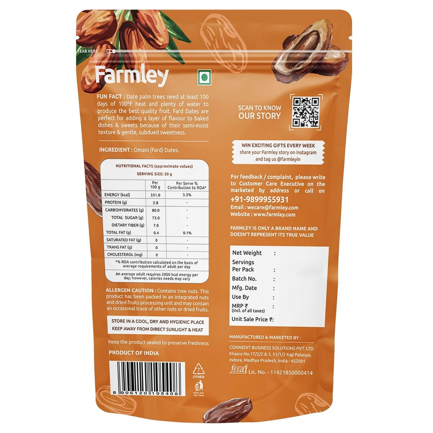 Farmley Omani Fard Dates | 400g Each | Dates, Khajur, Dry Dates, Dry Fruits, Khajoor