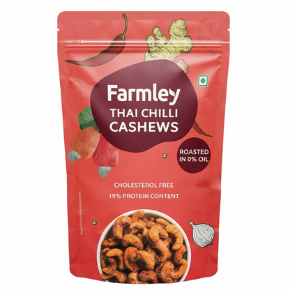 Farmley Premium Thai Chilli Roasted Dry Nut Cashew Snacks 160g | Rich in Protein | Crunchy & Delicious