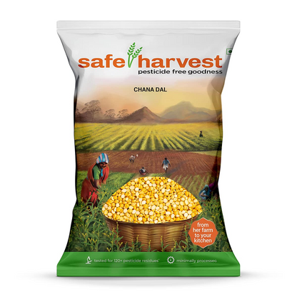 Safe Harvest Pesticide-Free Unpolished Chana Dal | Natural | No Artificial Flavours - 1kg