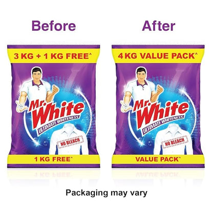 Mr. White Detergent Powder 4 Kg | Whiteness Boosters gives Ultimate Whiteness