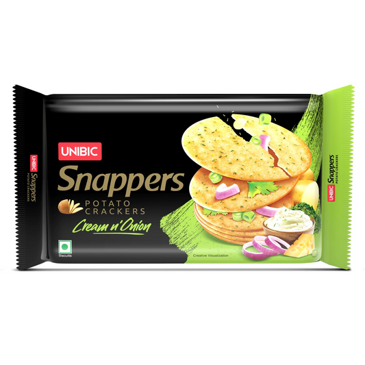 UNIBIC FOODS Snappers Potato Crackers - Cream & Onion - 300 gms