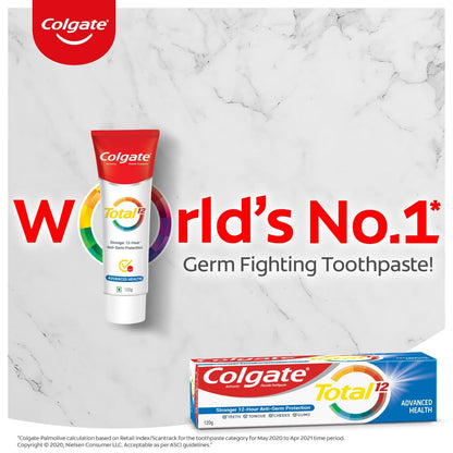 Colgate Total 120 gm + 120 gm (240 gm) Advanced Health Antibacterial Toothpaste, Saver Pack, Whole Mouth Health, Stronger 12-Hour Anti-Germ Protection