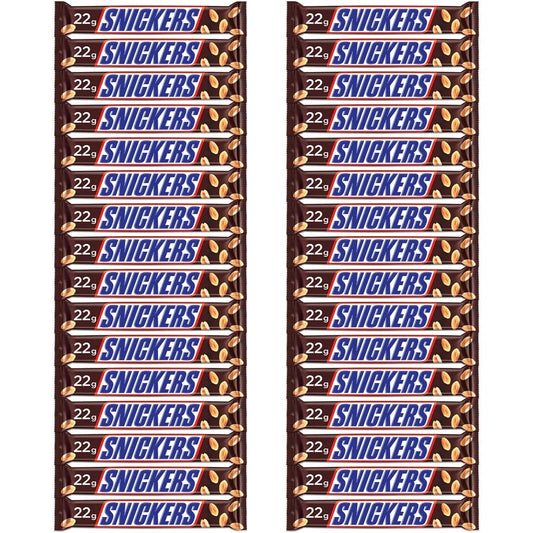 Snickers Peanut Filled Chocolates - 22g Bar (Pack of 32)