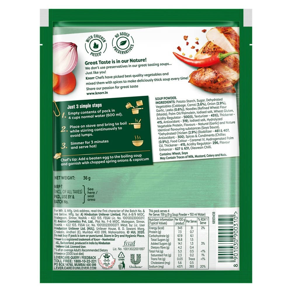 Knorr Soup Hot and Sour Chicken Pouch, 36g