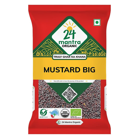 24 Mantra Organic Mustard Seeds Big/Sarson k beenj/Ava Ginjalu - 100gms | Pack of 1 | Chemical Free & Pesticides Free |