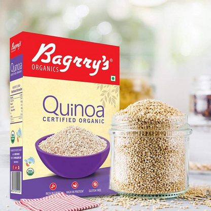 Bagrry's 100% Organic Quinoa 500gm box | Gluten Free | Omega-3 | High in Fiber & Protein | All Natural Quinoa