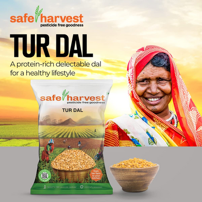 Safe Harvest Pesticide Free Goodness Unpolished Tur Dal/Arhar Dal | Natural | Chemical Free | Vegan | Gluten Free - 1Kg