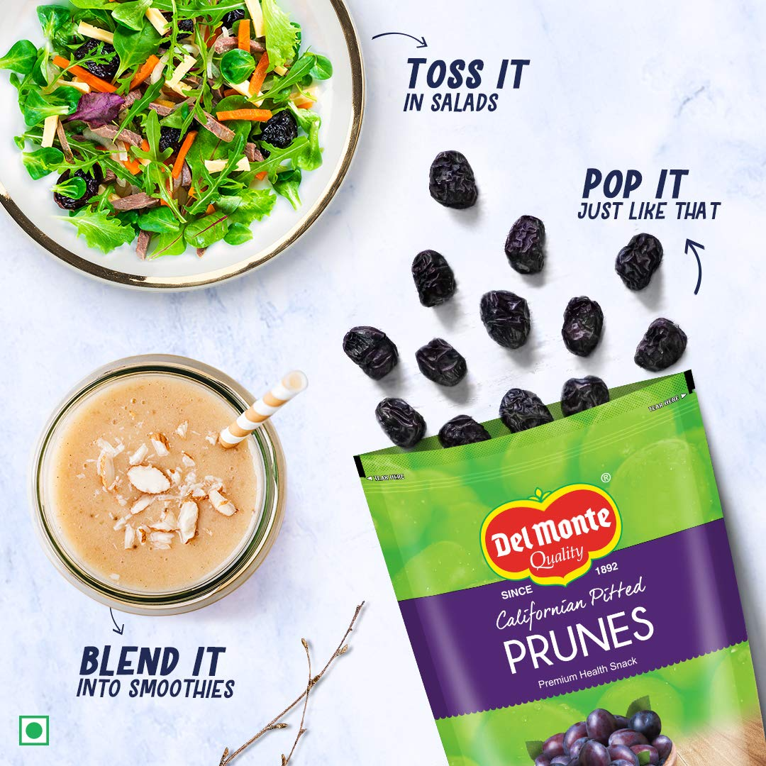 Del Monte Dried Premium Pitted California Prunes Health Snack, 340g